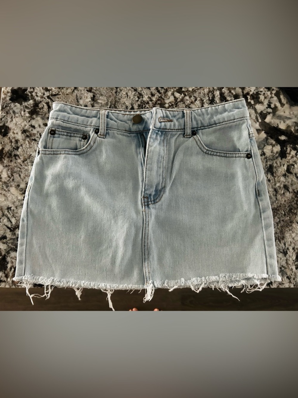 Forever 21 Y2K Light Wash Denim Micro Mini Skirt - Frayed Hem- Sz Small
